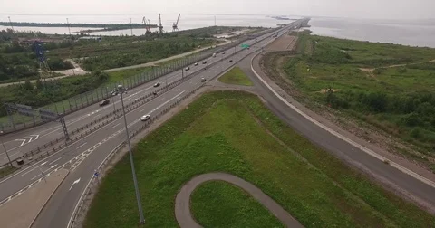 Aerial view of highway interchange of modern urban city Video stock 71354459