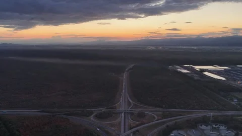 Aerial view of highway interchange in Sausheim, France. Stock Footage 344947329