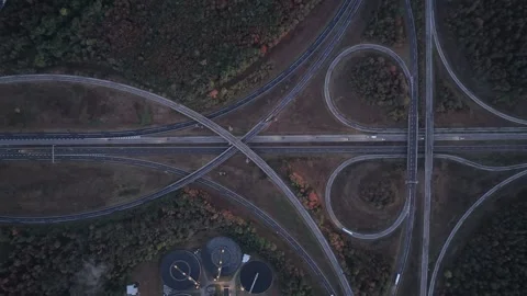 Aerial view of highway interchange in Sausheim, France. Stock Footage 344964838