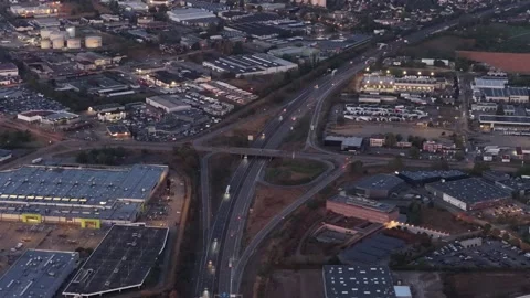 Aerial view of highway interchange in Sausheim, France. Stock Footage 344964888