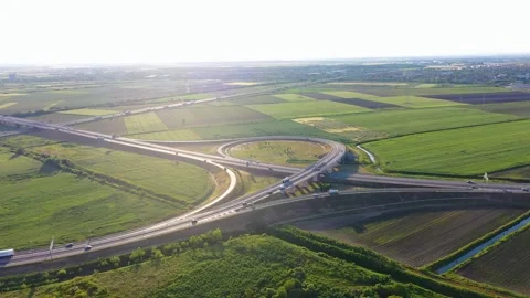 Aerial View of Highway Interchange in Surcin, Serbia Stock Footage 344696107