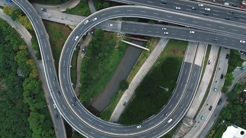 Aerial View Highway Interchange Traffic Stock Footage 297900159