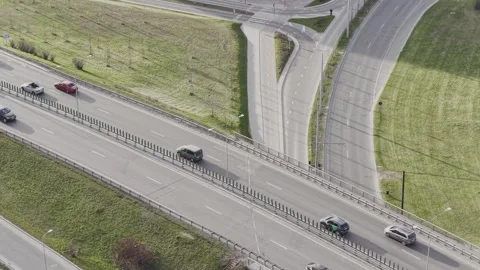 Aerial view of highway interchange in Vilnius, Lithuania. Stock Footage 341449830