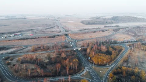 Aerial View of Highway Intersection Stock Footage 88823336