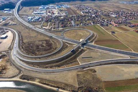 Aerial view of highway intersection Stock Photos