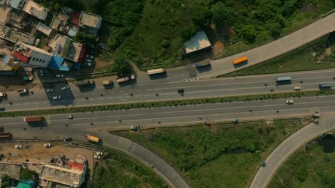 Aerial view of highway intersection in Udaipur, India. Video stock 347113920
