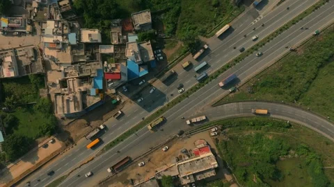 Aerial view of highway intersection in Udaipur, India. Stock Footage 347113967