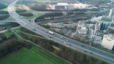 Aerial view of a highway, intersections and bridge - time lapse Stock-Footage 150930442