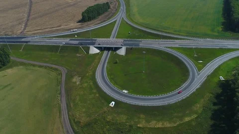 Aerial view Highway junction. 스톡 동영상 119143490