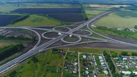 Aerial view Highway junction. Видео 119147257