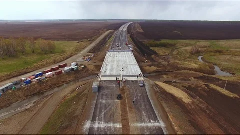 Aerial view Highway junction. Stockbeeldmateriaal 119148766