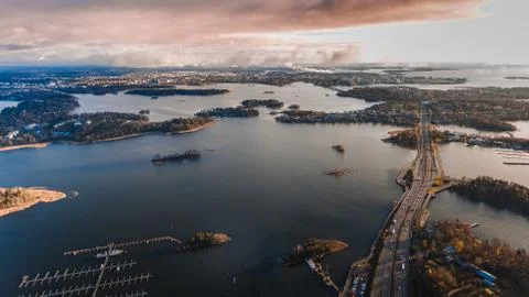 Aerial view. Highway leading to Helsinki Stock Photos