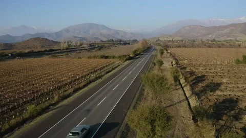 Aerial view of Highway at Los Andes, Chile Stock Footage