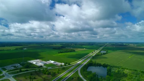 Aerial view of highway from low clouds. Stock Footage 220185158
