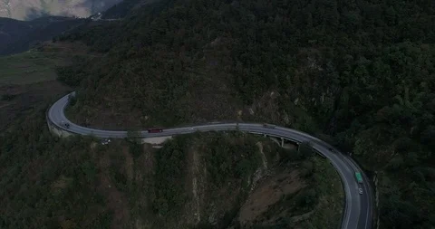 Aerial View of Highway in Mountainous Area Stock Footage 101944227
