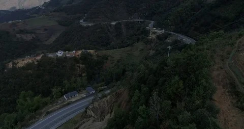 Aerial View of Highway in Mountainous Area Stock Footage 101944366