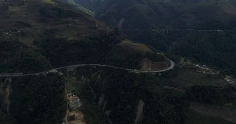 Aerial View of Highway in Mountainous Area Stock Footage 101944638
