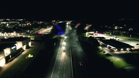 Aerial View Highway Network At Night In Dartmouth Canada With Car Light Trails Stock Footage 318610384