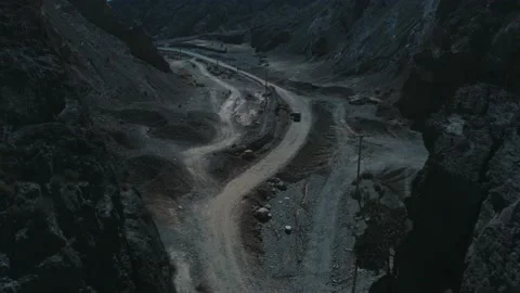 Aerial view of highway road in between the mountains in Quetta Stock Footage 219860275