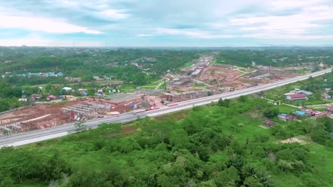 Aerial View of Highway Road Construction Project in Tropical Area Vídeos de archivo 328035154