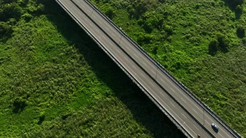 Aerial View of highway skyline Stock Footage 226712997