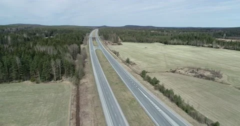 Aerial View Highway Through Fields. Stock Footage 131060134