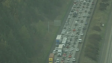 Aerial View of Highway Traffic in Seattle Washington State USA Stock Footage 99842016