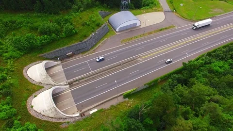 Aerial view of highway tunnel. 스톡 동영상 72075656