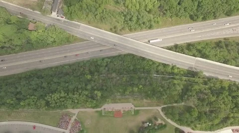 Aerial view highway x shape vertical angle Stock Footage 61131719