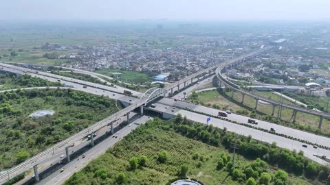 Aerial view of Highways, Eastern Peripheral Expressway outer circle of Delhi 库存影片 331032515