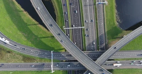 Aerial view of highways from Netherlands Stock Footage 97207616