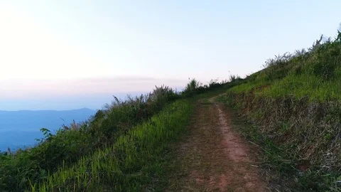 Aerial view of hiking trail path on mountain Stock Footage 103401860