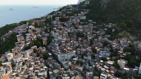 Aerial view of hillside favela in Rio de Janeiro, Brazil. Stock Footage 339678862