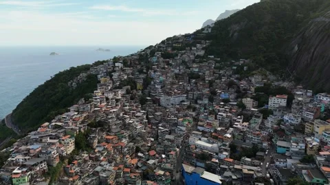 Aerial view of hillside favela in Rio de Janeiro, Brazil. Stock Footage 339679171