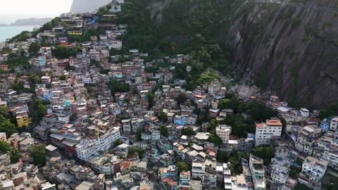 Aerial view of a hillside favela in Rio de Janeiro, Brazil. Stock Footage 339730137