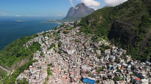 Aerial view of a hillside favela in Rio de Janeiro, Brazil. Stock Footage 339731026