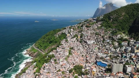 Aerial view of hillside favela in Rio de Janeiro, Brazil. Stock Footage 339734186