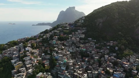 Aerial view of a hillside favela in Rio de Janeiro, Brazil. Stock Footage 339736546