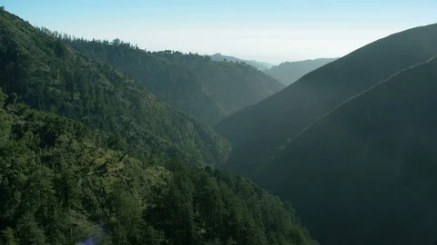Aerial view hillside forests Big Sur mountains California Stock Footage 80022328