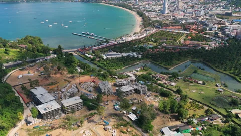 Aerial View of Hillside Resort Construction in Phuket Stock Footage 341495919