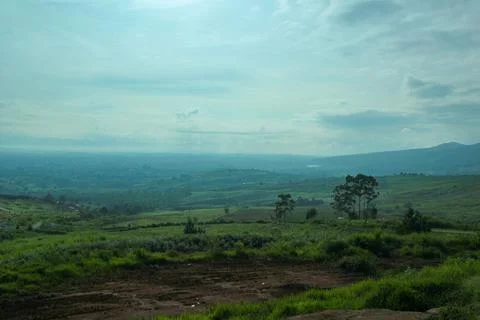 Aerial view of a hilly landscape Stock Photos