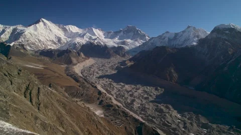 Aerial view of Himalaya mountains range from Gokyo Ri, Everest national park Stock Footage 276464341
