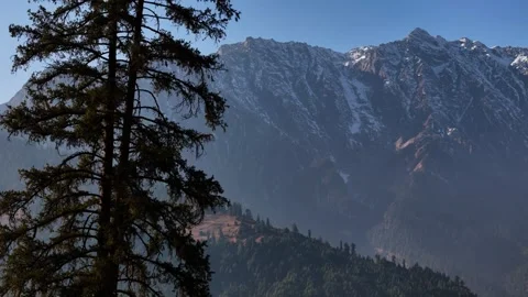 Aerial View of Himalayan Snow Covered Mountain Peaks on a Bright Sunny Day Stock Footage 340966932