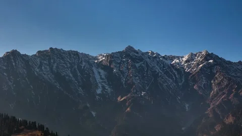 Aerial View of Himalayan Snow Covered Mountain Peaks on a Bright Sunny Day Stock Footage 340966939