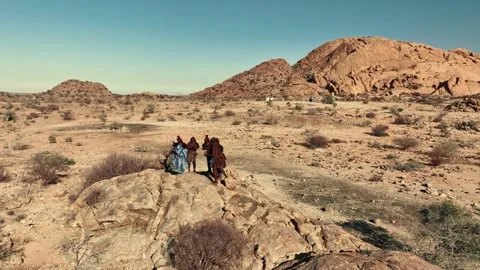 Aerial view of Himba people in Namibia.  05.06.2024 Stock Footage 299848313