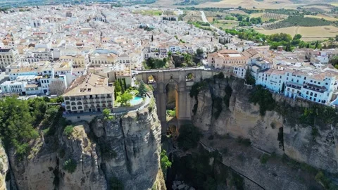 Aerial view of the historic bridge Stock Footage 267862957