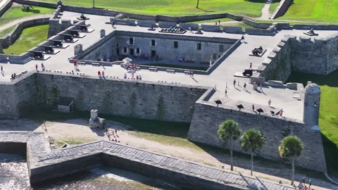 Aerial view of the historic Castillo de San Marcos National Monument Stock Footage 268897635