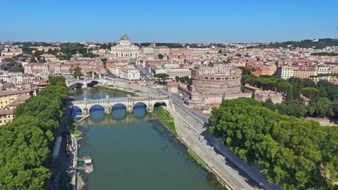 Aerial view of the historic centre of Rome. Italy. 4K Stock Footage 317499254
