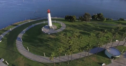 Aerial view of historic lighthouse Stock Footage 76633700