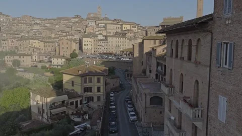 Aerial view of the historic medieval town of Siena, Italy. Stock Footage 345655341